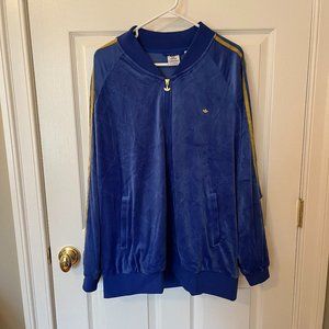 Adidas Originals Track Jacket in Velvet (Blue and Gold) - Size XL